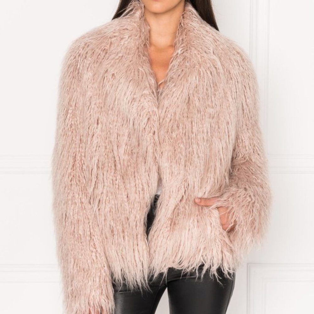 Lamarque Harika Faux Fur Oversize Jacket Pink